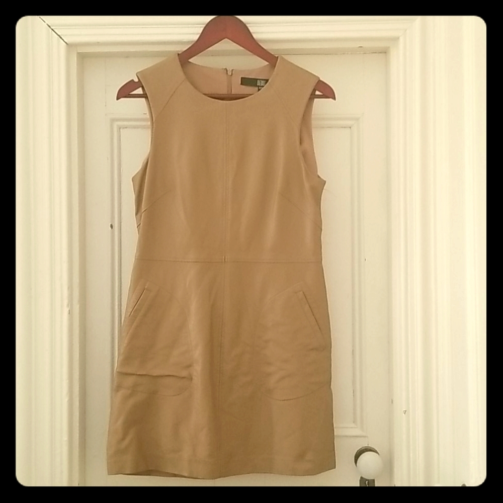Tan faux leather sleeveless dress